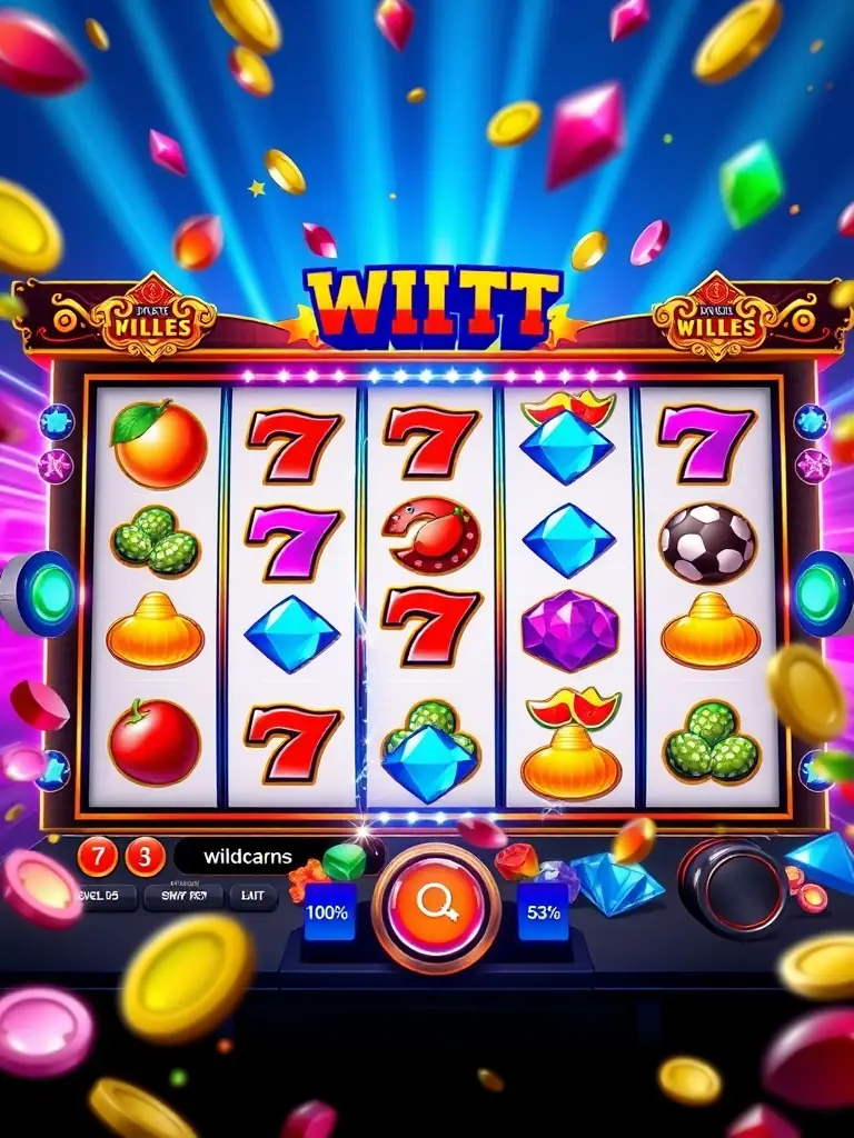 A vibrant and colorful slot machine interface with spinning reels and exciting bonus features, representing the diverse range of electronic games at Asia Gaming.